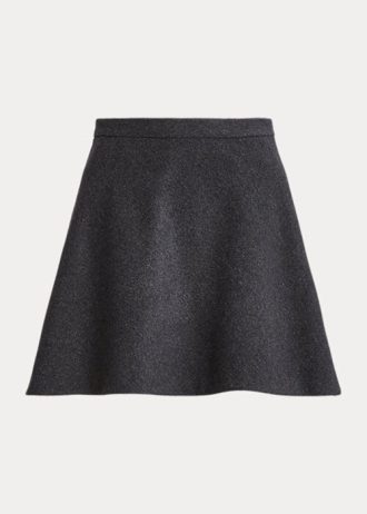 Dark Grey Women’s Ralph Lauren Wool-Cashmere Melton A-Line Skirts