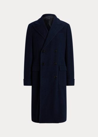 Dark Navy Men’s Ralph Lauren Handmade Wool Herringbone Topcoat Coats