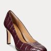 Dark Red Women’s Ralph Lauren Camila Embossed Leather Heels Dark Red Women’s Ralph Lauren Camila Embossed Leather Heels