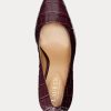 Dark Red Women’s Ralph Lauren Camila Embossed Leather Heels Dark Red Women’s Ralph Lauren Camila Embossed Leather Heels