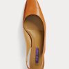 Dark Yellow Women’s Ralph Lauren Kels Leather Slingback Heels