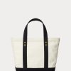 Ecru/Black Women’s Ralph Lauren Canvas Small Polo Bear Tote Bags