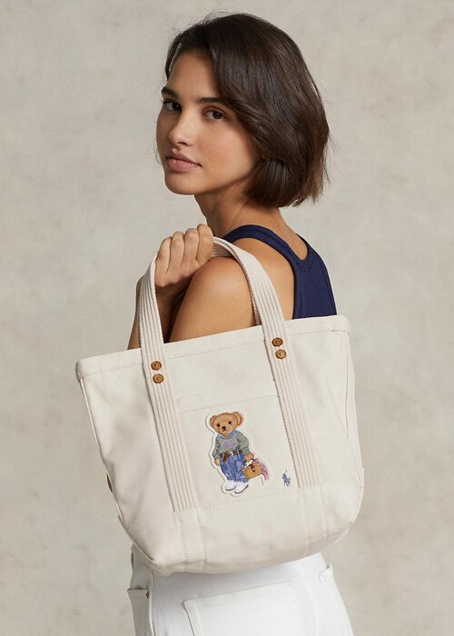 Ecru Multi Women’s Ralph Lauren Canvas Small New Orleans Polo Bear Tote Bags Ecru Multi Women’s Ralph Lauren Canvas Small New Orleans Polo Bear Tote Bags