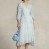 Flower Women’s Ralph Lauren Floral Crinkle Georgette Wrap Dress