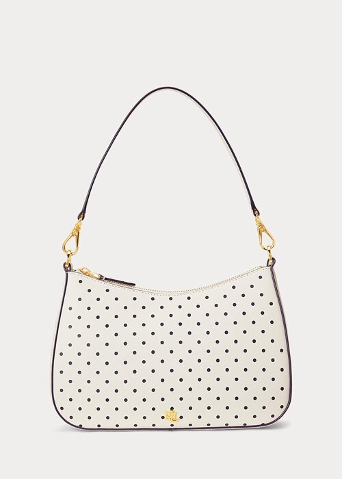 French Navy Dot/Cream Women’s Ralph Lauren Polka-Dot Leather Medium Handbag French Navy Dot/Cream Women’s Ralph Lauren Polka-Dot Leather Medium Handbag
