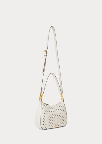 French Navy Dot/Cream Women’s Ralph Lauren Polka-Dot Leather Medium Handbag