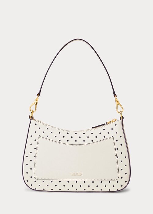 French Navy Dot/Cream Women’s Ralph Lauren Polka-Dot Leather Medium Handbag French Navy Dot/Cream Women’s Ralph Lauren Polka-Dot Leather Medium Handbag