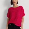 Fuchsia Women’s Ralph Lauren Cotton Mesh Short-Sleeve Sweaters