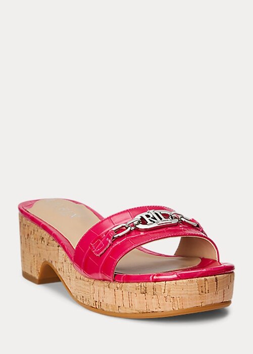 Fuchsia Women’s Ralph Lauren Roxanne Embossed Leather Sandals Fuchsia Women’s Ralph Lauren Roxanne Embossed Leather Sandals