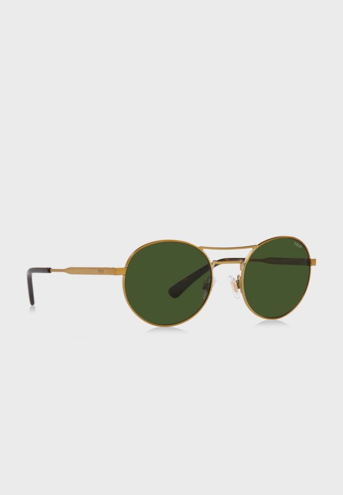 Gold Men’s Ralph Lauren 0Ph3142 Round Sunglasses