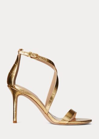 Gold Women’s Ralph Lauren Gabriele Metallic Leather Sandals
