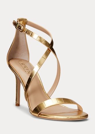 Gold Women’s Ralph Lauren Gabriele Metallic Leather Sandals