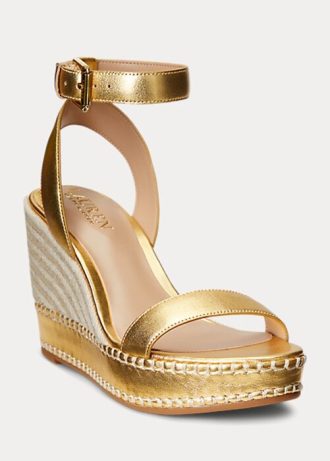 Gold Women’s Ralph Lauren Hilarie Metallic Leather Espadrille