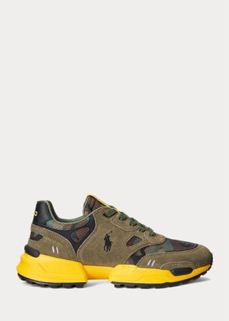 Green / Camo Men’s Ralph Lauren Jogger Suede & Camo Ripstop Sneakers