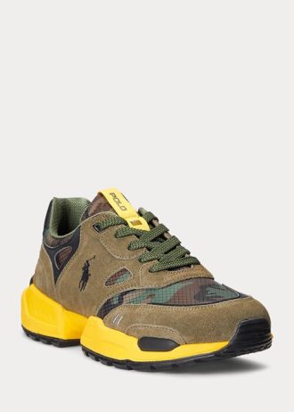 Green / Camo Men’s Ralph Lauren Jogger Suede & Camo Ripstop Sneakers