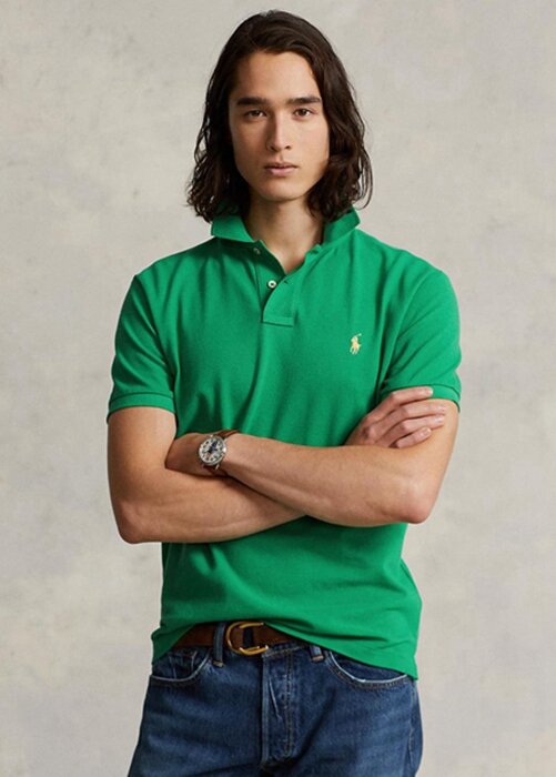 Green Men’s Ralph Lauren Custom Slim Fit Mesh Polo Shirts Green Men’s Ralph Lauren Custom Slim Fit Mesh Polo Shirts