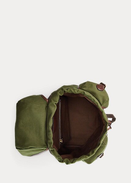 Green Men’s Ralph Lauren Leather-Trim Canvas Backpacks Green Men’s Ralph Lauren Leather-Trim Canvas Backpacks