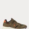 Green Men’s Ralph Lauren Trackster 200 Suede & Camo Twill Sneakers Green Men’s Ralph Lauren Trackster 200 Suede & Camo Twill Sneakers