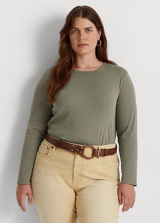 Green Women’s Ralph Lauren Cotton-Blend Long-Sleeve Tops Green Women’s Ralph Lauren Cotton-Blend Long-Sleeve Tops