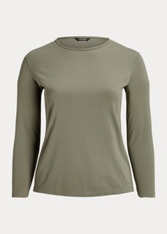 Green Women’s Ralph Lauren Cotton-Blend Long-Sleeve Tops Green Women’s Ralph Lauren Cotton-Blend Long-Sleeve Tops