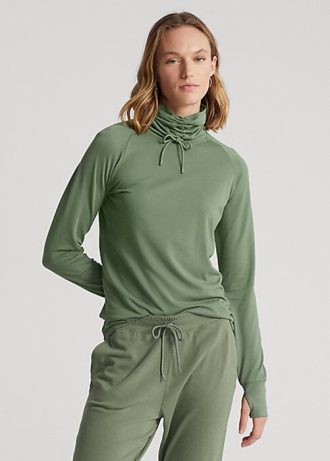Green Women’s Ralph Lauren Funnelneck Jersey Pullover Sweatshirts