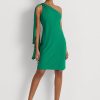 Green Women’s Ralph Lauren Georgette One-Shoulder Cocktail Dress