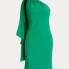 Green Women’s Ralph Lauren Georgette One-Shoulder Cocktail Dress