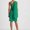 Green Women’s Ralph Lauren Georgette One-Shoulder Cocktail Dress