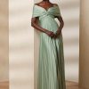 Green Women’s Ralph Lauren Merridan Pleated Jersey Evening Dress