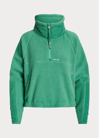 Green Women’s Ralph Lauren Ripstop-trim High-pile Fleece Pullover Sweatshirts