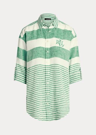 Green Women’s Ralph Lauren Striped Oversize Linen Shirts