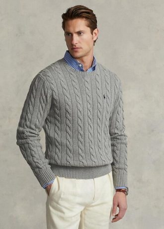 Grey Men’s Ralph Lauren Cable-knit Cotton Jumper  Sweaters