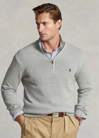 Grey Men’s Ralph Lauren Cotton Quarter-zip Jumper  Sweaters