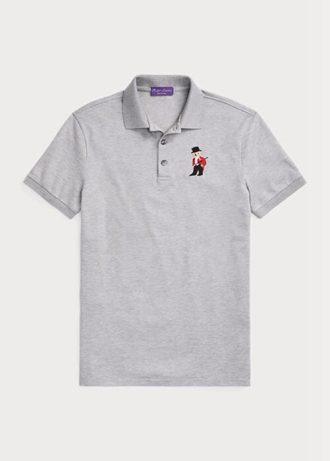 Grey Men’s Ralph Lauren Custom Slim Fit Bear Polo Shirts