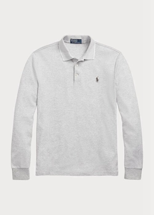 Grey Men’s Ralph Lauren Custom Slim Fit Birdseye Polo Shirts Grey Men’s Ralph Lauren Custom Slim Fit Birdseye Polo Shirts