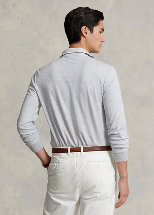 Grey Men’s Ralph Lauren Custom Slim Fit Birdseye Polo Shirts Grey Men’s Ralph Lauren Custom Slim Fit Birdseye Polo Shirts