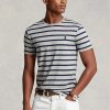 Grey Men’s Ralph Lauren Custom Slim Striped Soft Cotton T Shirts Grey Men’s Ralph Lauren Custom Slim Striped Soft Cotton T Shirts