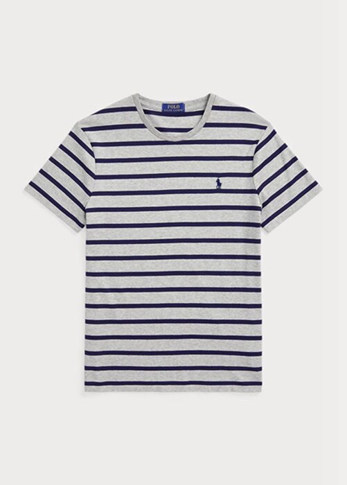 Grey Men’s Ralph Lauren Custom Slim Striped Soft Cotton T Shirts Grey Men’s Ralph Lauren Custom Slim Striped Soft Cotton T Shirts