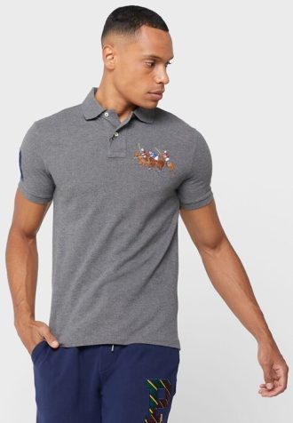 Grey Men’s Ralph Lauren Embroidered Logo Polo Shirts