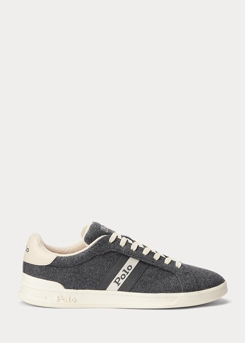 Grey Men’s Ralph Lauren Heritage Court II Flannel Sneakers Grey Men’s Ralph Lauren Heritage Court II Flannel Sneakers