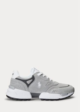 Grey Men’s Ralph Lauren Jogger Suede & Mesh Sneakers