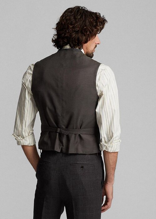 Grey Men’s Ralph Lauren Plaid Silk-linen Waistcoat Blazers Grey Men’s Ralph Lauren Plaid Silk-linen Waistcoat Blazers