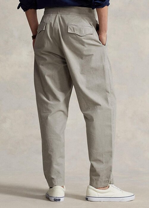 Grey Men’s Ralph Lauren Pleated Baggy Fit Canvas Pants Grey Men’s Ralph Lauren Pleated Baggy Fit Canvas Pants