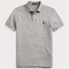 Grey Men’s Ralph Lauren Slim Fit Mesh  Polo Shirts