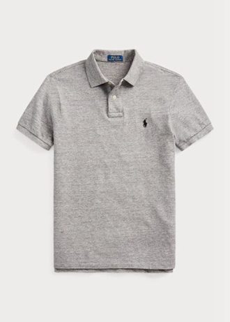Grey Men’s Ralph Lauren Slim Fit Mesh  Polo Shirts