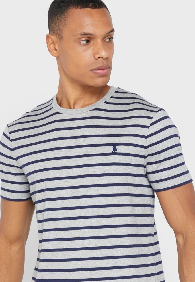 Grey Men’s Ralph Lauren Striped Crew Neck T Shirts Grey Men’s Ralph Lauren Striped Crew Neck T Shirts