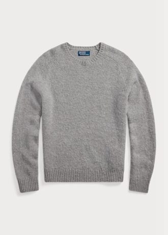 Grey Men’s Ralph Lauren Suede-patch Wool Crewneck Jumper  Sweaters