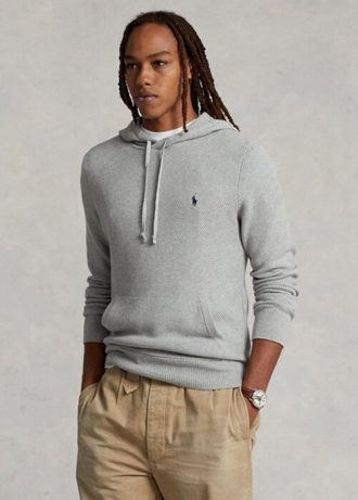 Grey Men’s Ralph Lauren Textured Cotton Hooded Jumper  Sweaters