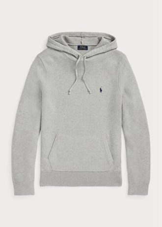 Grey Men’s Ralph Lauren Textured Cotton Hooded Jumper  Sweaters