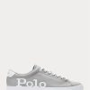 Grey / White Men’s Ralph Lauren Longwood Logo Leather Sneakers